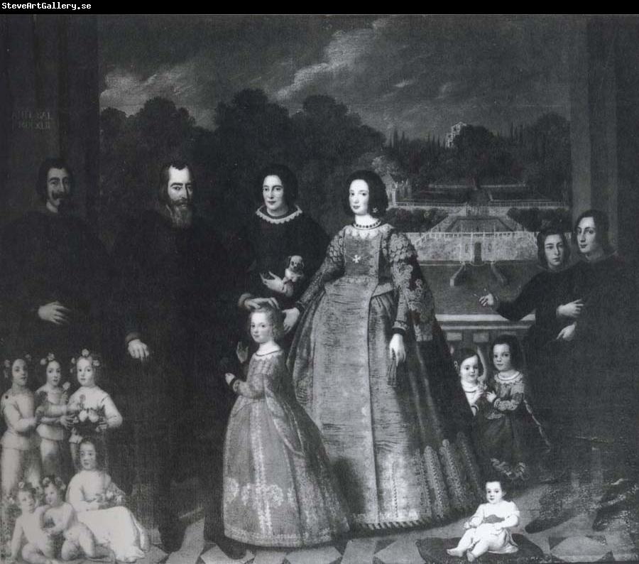unknow artist Imperiale and his Family before the gardens of Villa di Sampierdarena